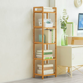 Livingandhome 5 Tier Bamboo Wood Bookcase Storage Shelf,350 W x 250 D x 1280 mm H