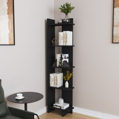 5-Tier Corner Shelf, Corner Shelving Unit Small BookcaseBlack in