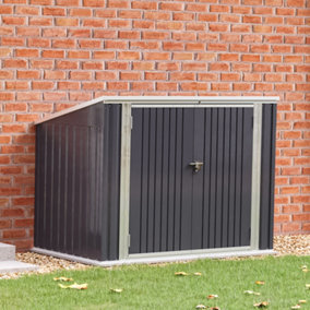Livingandhome 5 x 3 ft Charcoal Black Heavy Duty Steel Garden Shed for Trash Can Recycle Bin