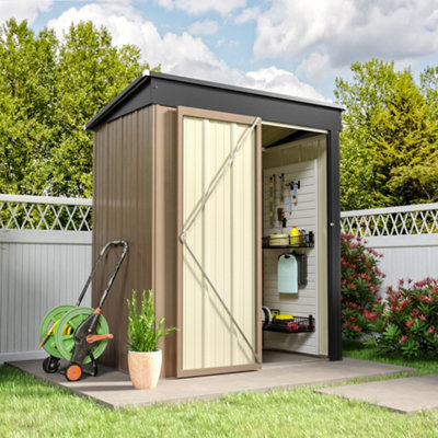 Livingandhome 5 x 3 ft Pent Metal Garden Storage Shed Tool House with ...