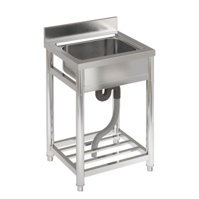 Livingandhome 51CM Round Stainless Steel Single Kitchen Sink with Faucet Mounting Port