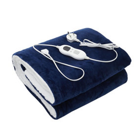 Livingandhome 6 Heating Mode Blue Reversible Flannel Electric Heated Throw Blanket 130cm W x 160cm H