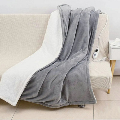 SERWALL Flannel Heated Throw Electric Blanket Blanket-DRGT-Grey