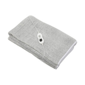 Livingandhome 6 Heating Mode Grey Reversible Quilted Flannel Heated Throw Blanket Shawl