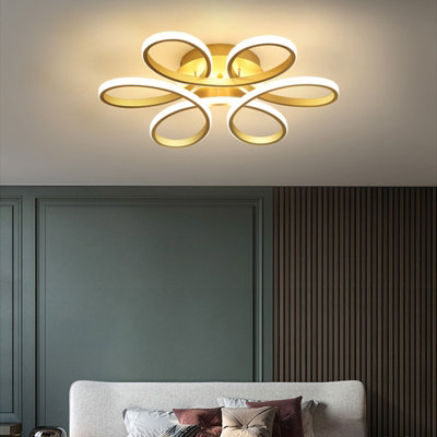 Livingandhome 6 Light Gold Modern Curved Shape Acrylic Petal LED Semi ...