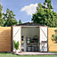 Livingandhome 6 x 4 ft Apex Metal Garden Shed Garden Storage Tool Shed with Lockable Door