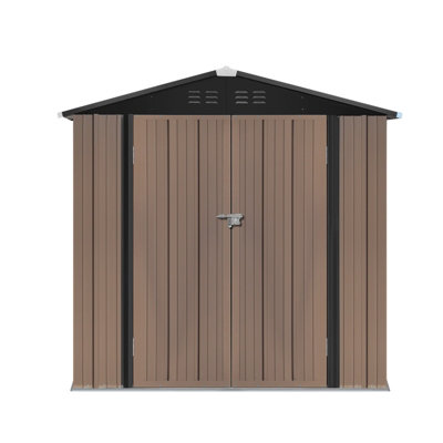 Livingandhome 6 x 4 ft Apex Metal Garden Shed Garden Storage Tool Shed with Lockable Door