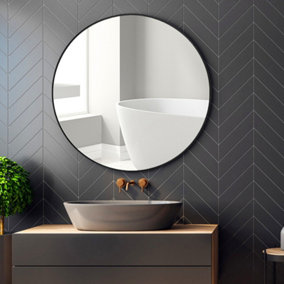 Livingandhome 60CM Round Space Aluminum Bathroom Wall Mirror