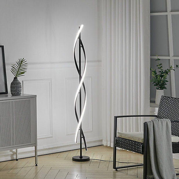 celebrar Ascensor mago Livingandhome 60W Modern Foot Switch LED Living Room Floor Lamp White Light  150 cm | DIY at B&Q