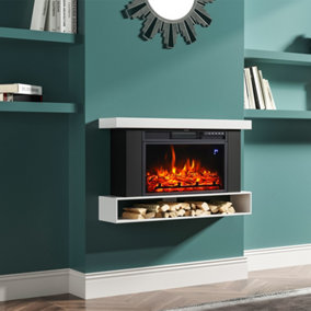 Livingandhome  7 Flame Colours White Modern Freestanding Electric Fireplace with Mantel 37Inch