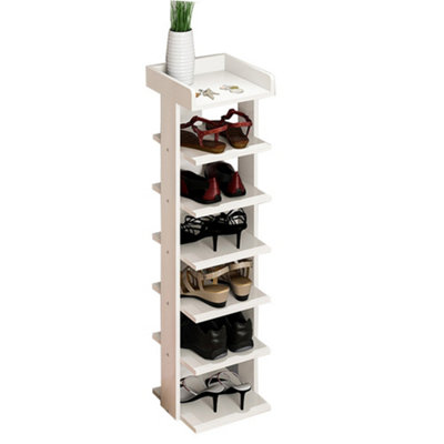 Livingandhome 7 Tiers White Wooden Shoe Rack Shoe Cabinet Storage