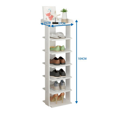 Livingandhome 7 Tiers White Wooden Shoe Rack Shoe Cabinet Storage