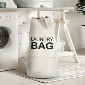 Livingandhome 71L Beige Adjustable Straps Portable Drawstring closure Laundry Bag