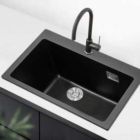 Livingandhome 73.5x49cm Quartz Undermount Kitchen Sink Single Bowl