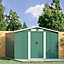 Livingandhome 8 x 8 ft Green Metal Shed Garden Storage Shed Apex Roof Double door with Base