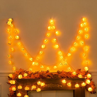 Livingandhome 80 Lights 10m Halloween Pumpkin LED String Light Battery  Operated Decor | DIY at Bu0026Q