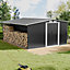 Livingandhome 8x8 ft  Black Garden Storage Shed with Log Storage