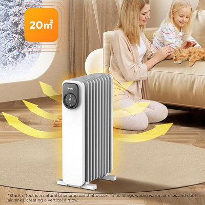Livingandhome 9-Fin Electric Heater Oil-Filled Radiator with Remote ...