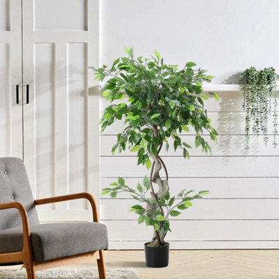 Livingandhome Artificial Banyan Tree House Plant Indoor Plant in Black ...