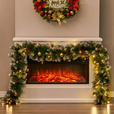 Livingandhome Artificial Christmas Garland Gold Ball Berries Green