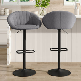 Livingandhome Bar Stool Set of 2 Grey Chic Swivel Breakfast Bar Stools with Footrest