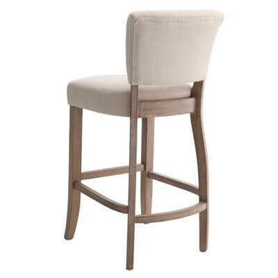 Livingandhome Bar Stools Set of 2 Beige Linen Bar Stools Chair