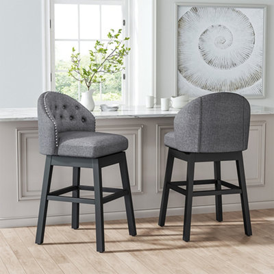 Grey fabric bar stools best sale with studs