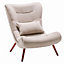 Livingandhome Beige Chenille Lounge Armchair with Footstool