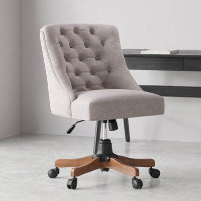 Beige linen 2024 office chair