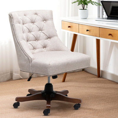 Cream linen best sale office chair