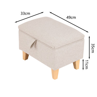 Adeco Foot Rest Ottoman Pet Stool - Beige-Linen