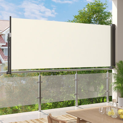 Livingandhome Beige Outdoor Patio Retractable Side Awning Balcony