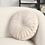 Livingandhome Beige Round Pleated Velvet Cushion 35 cm