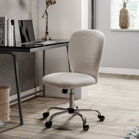 Livingandhome Beige Super Comfy Plush Office Ergonomic Chair with Castors No Arms