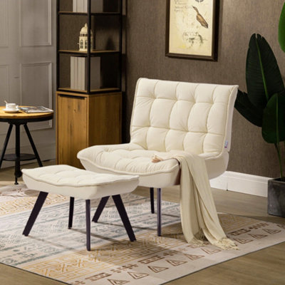 Beige accent chair with ottoman hot sale