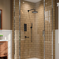 Livingandhome Black 2 Way Round Concealed Thermostatic Shower Mixer Set