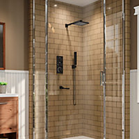 Livingandhome Black 2 Way Square Concealed Thermostatic Shower Mixer Set