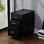 Livingandhome Black 3 Drawer Vertical Mobile Metal Office Storage File Cabinet with Wheels H 485 mm