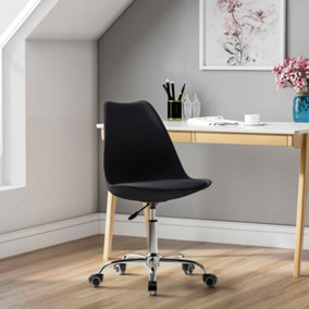 Livingandhome Black Adjustable Swivel PU Padded Office Chair