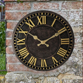Livingandhome Black and Gold Decorative Roman Numeral Wall Clock 12 Inch