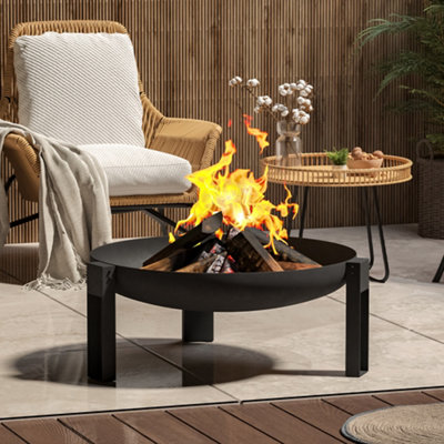 Livingandhome Black Cast Iron Mild Steel Fire Pit Garden Log Burner Bowl  Heater Bonfire Home | DIY at Bu0026Q