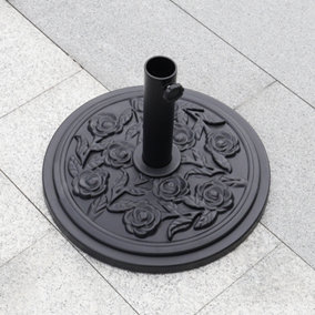 Livingandhome Black Cement Filled 10Kg For Square and Round Parasol Umbrella Base Stand 45cm Dia x 25cm H
