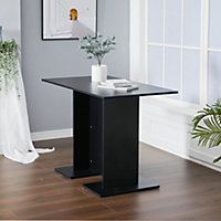 Livingandhome Black Contemporary Rectangular Wooden Dining Table