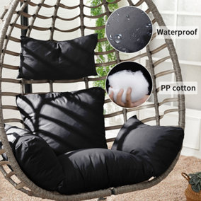 Livingandhome Black Cotton Filled Egg Hanging Chair Cushion Seat Pads