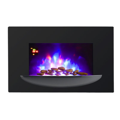Black electric fireplace top