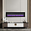 Livingandhome Black Electric Fire Wall Mounted or Freestanding Fireplace Heater 9 Flame Colors with Remote Control 60 inch