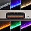Livingandhome Black Electric Fire Wall Mounted or Freestanding Fireplace Heater 9 Flame Colors with Remote Control 60 inch