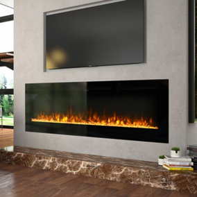 Livingandhome Black Electric Remote Control Adjustable Flame Fireplace 254cm