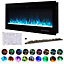 Livingandhome Black Electric Remote Control Adjustable Flame Fireplace 60 Inch