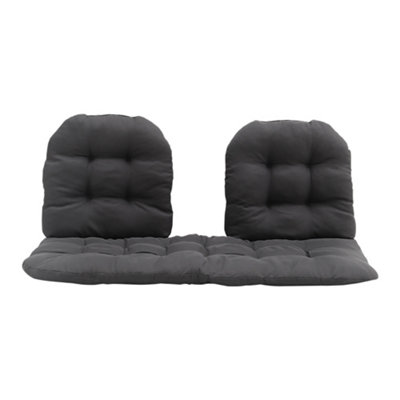 livingandhome-black-garden-bench-cushion-outdoor-seat-pad-and-back